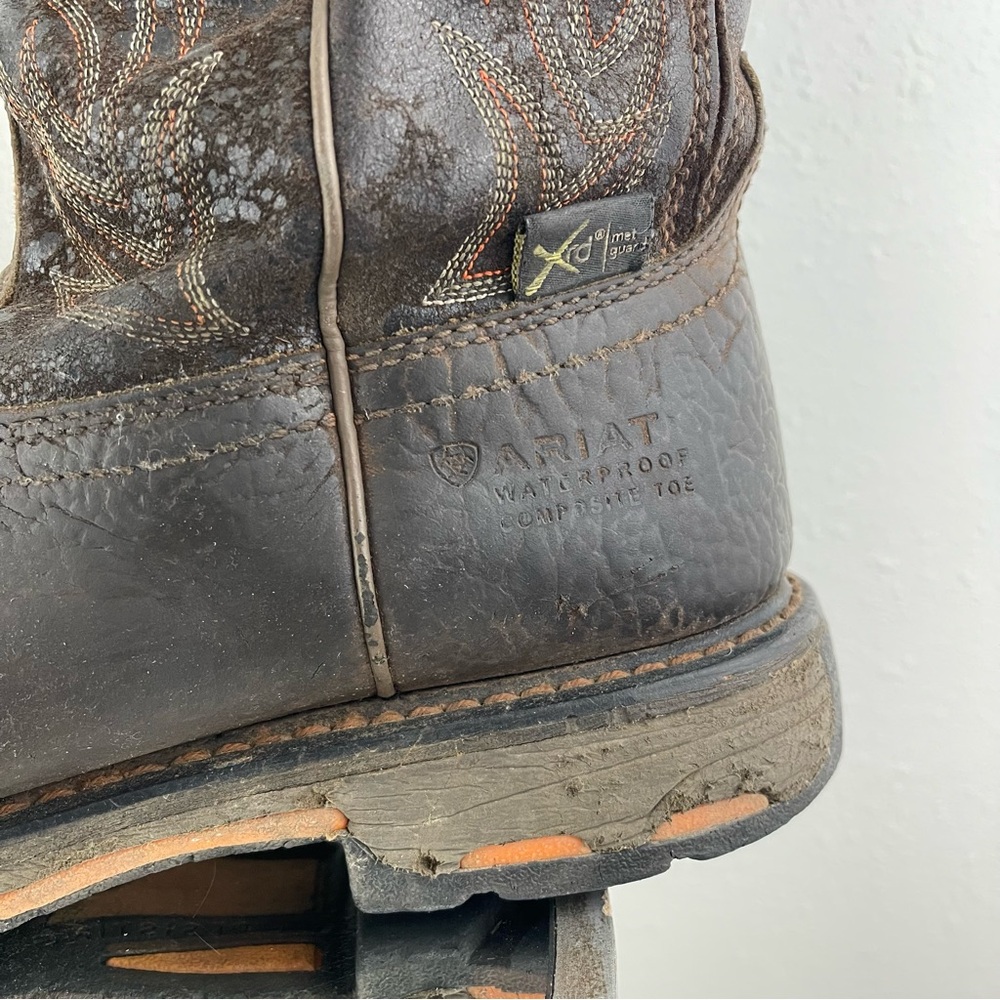 !SOLD! ARIAT Mens Brown Leather WorkHog Waterproof Western Cowboy Work Boots - Picture 11 of 14